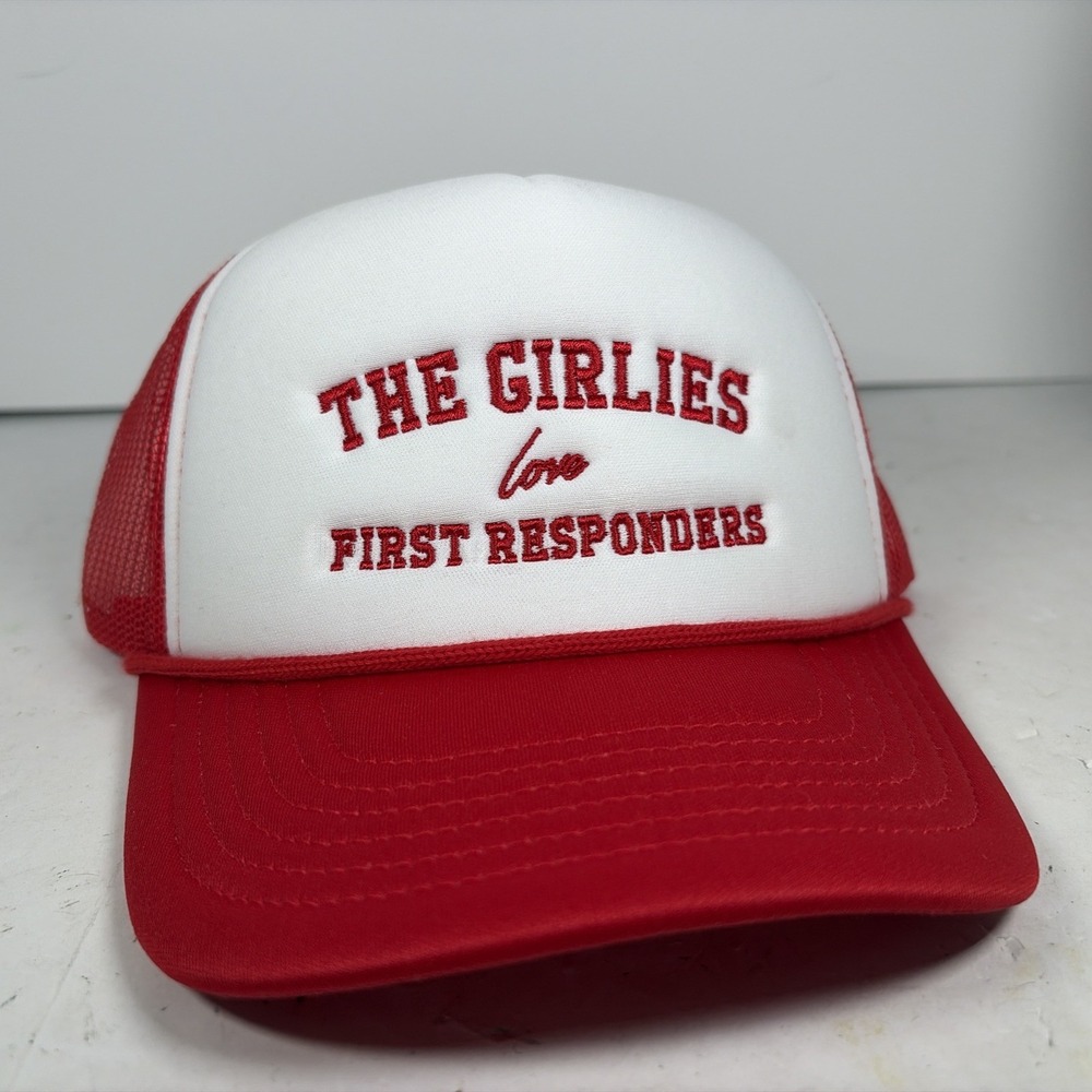 The Girlies Love First Responders Red Mesh Back Snapback Rope Hat